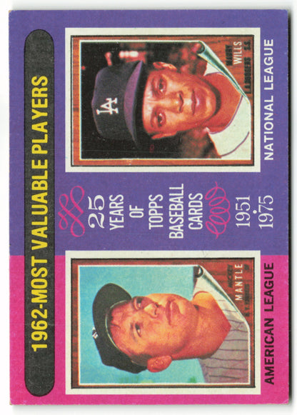 1975 Topps #200 1962 MVP's Mickey Mantle/ Maury Wills