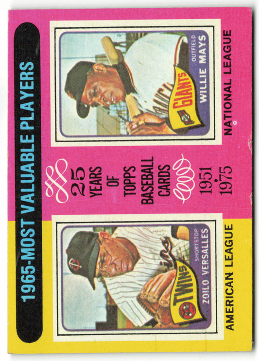 1975 Topps #203 1965 MVP's Zoilo Versailles/ Willie Mays