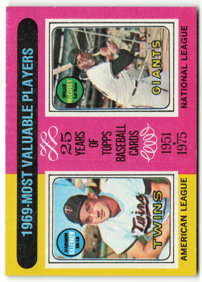 1975 Topps #207 1969 MVP's Harmon Killebrew/ Willie McCovey