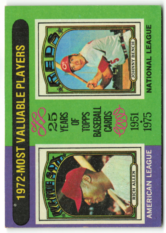 1975 Topps #210 1972 MVP's Rich Allen/ Johnny Bench