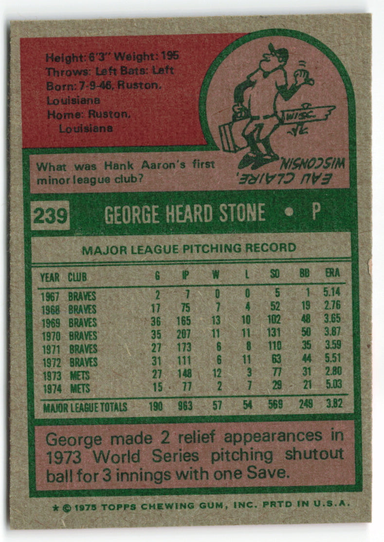 1975 Topps #239 George Stone