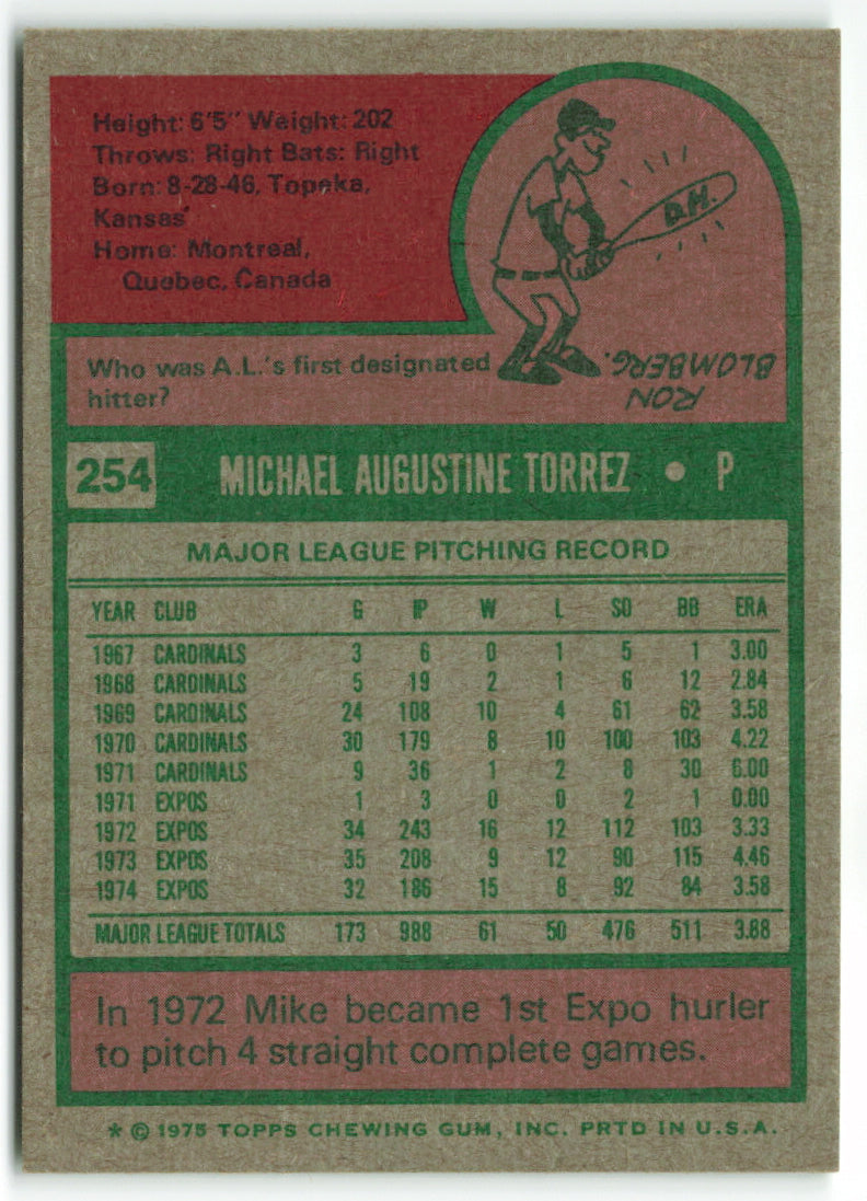 1975 Topps #254 Mike Torrez