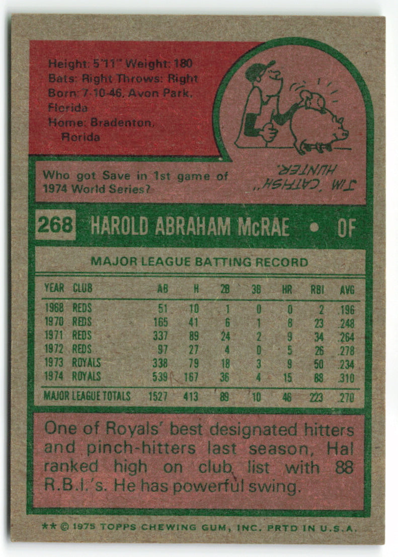 1975 Topps #268 Hal McRae