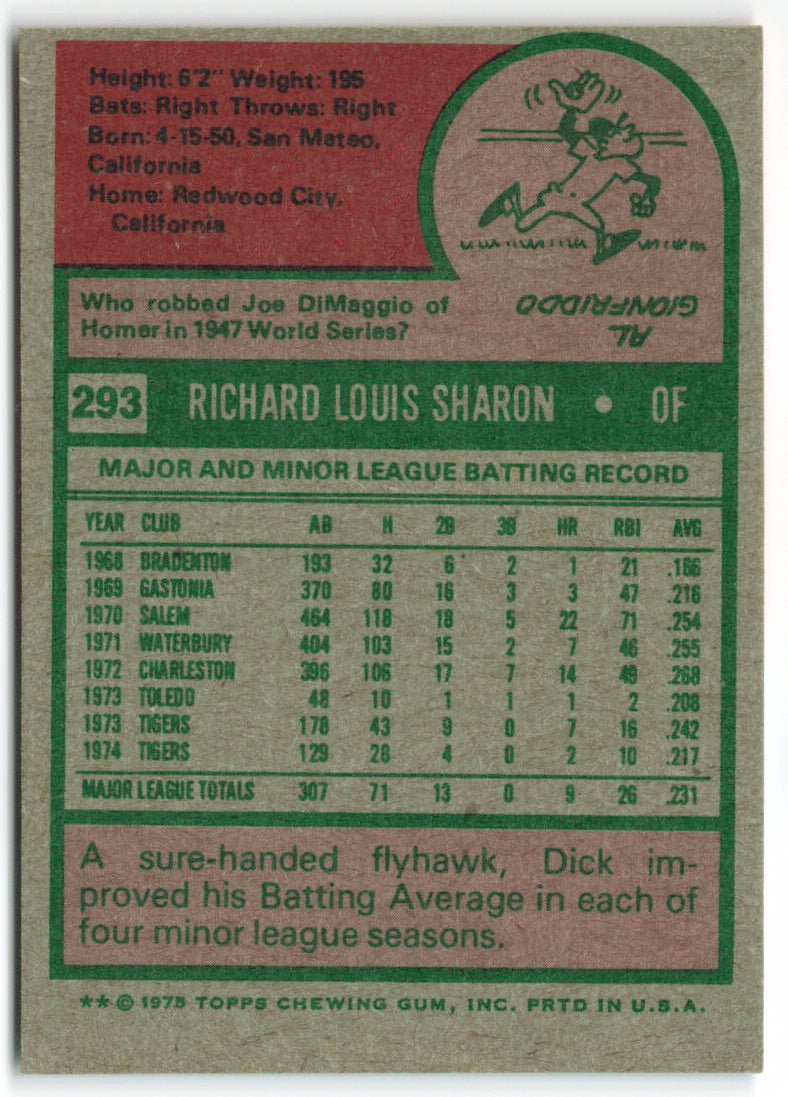 1975 Topps #293 Dick Sharon