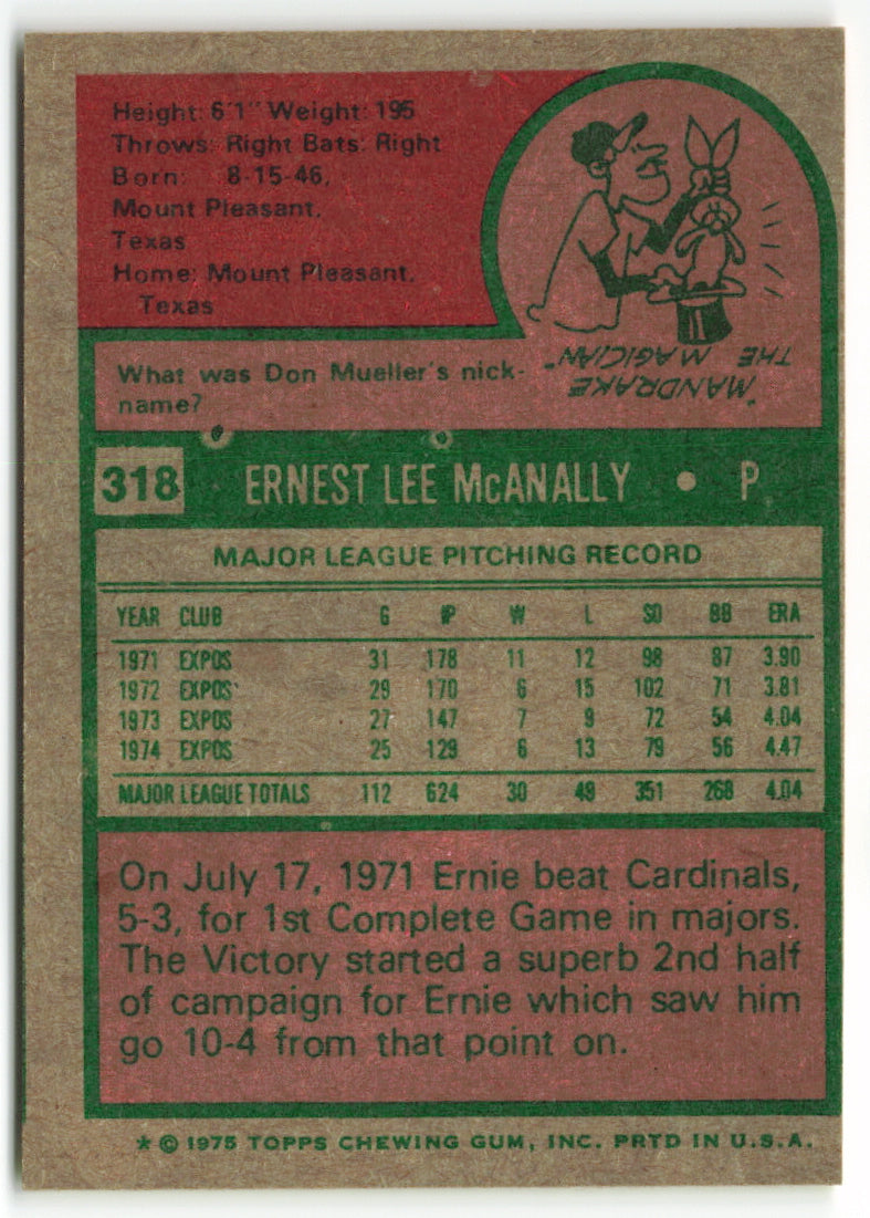 1975 Topps #318 Ernie McAnally