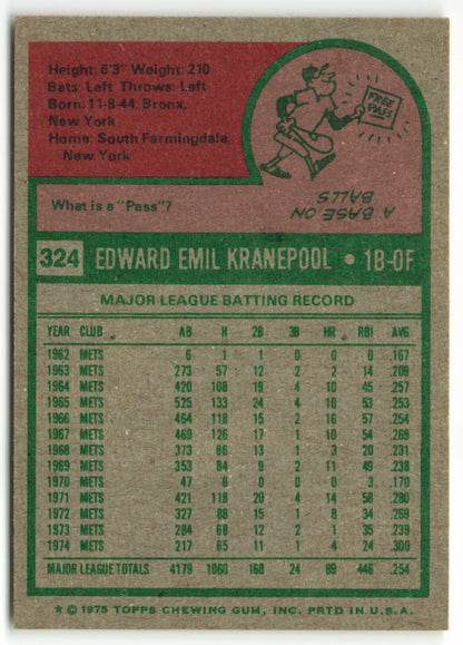 1975 Topps #324 Ed Kranepool