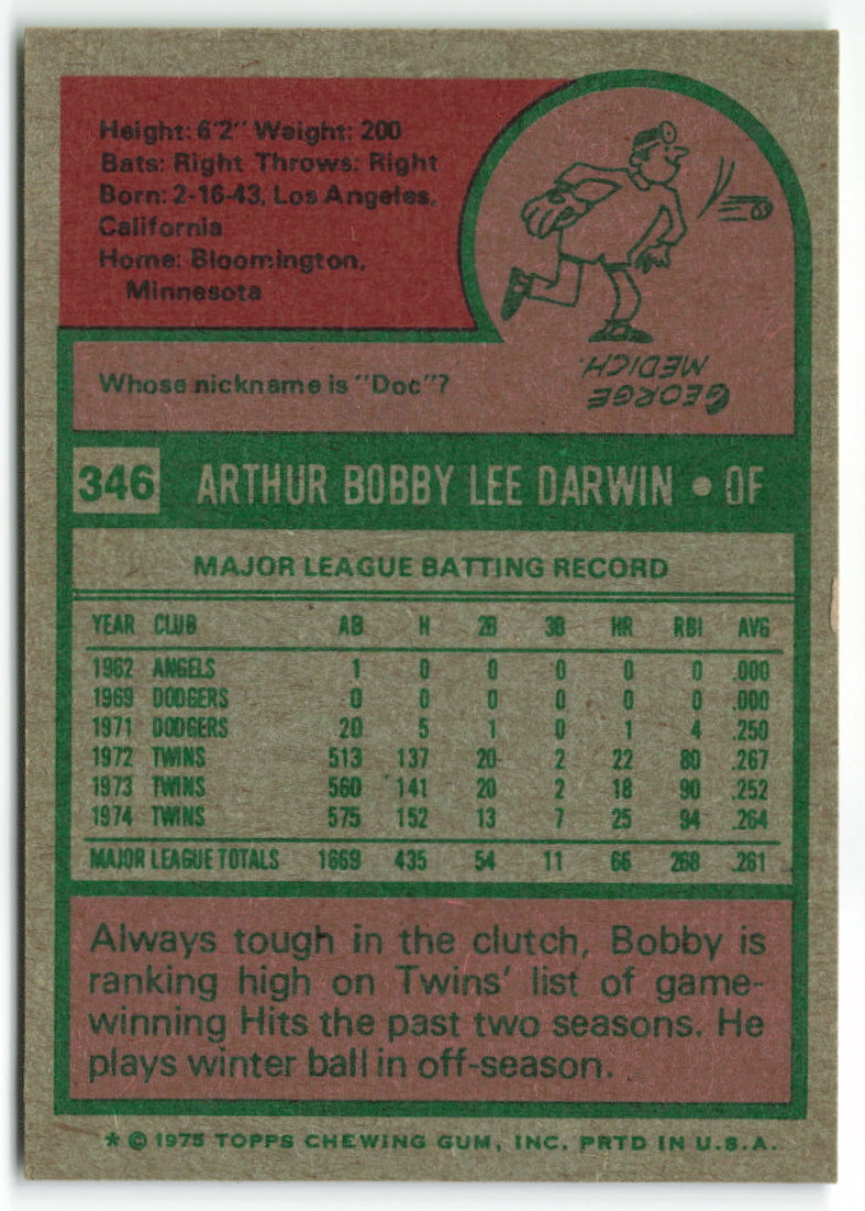 1975 Topps #346 Bobby Darwin