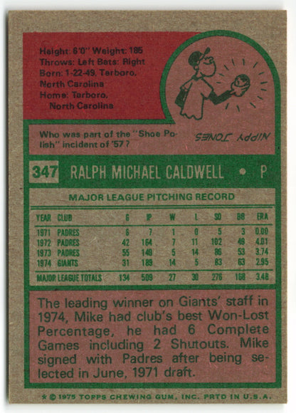 1975 Topps #347 Mike Caldwell