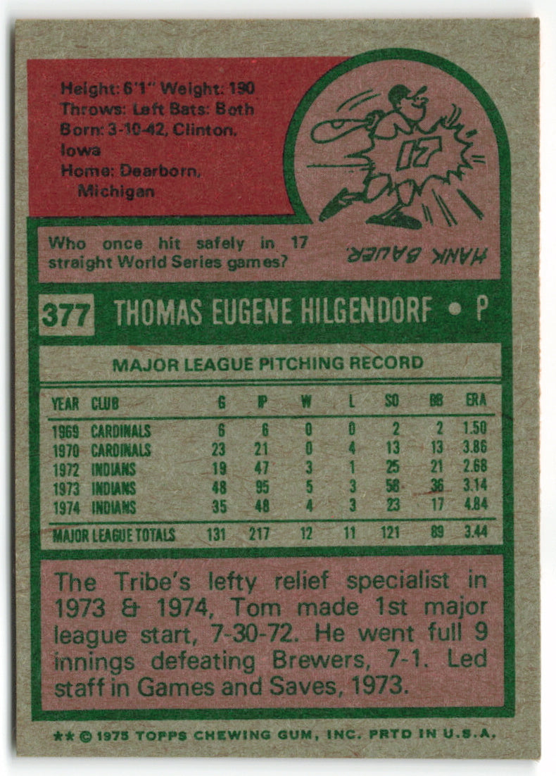 1975 Topps #377 Tom Hilgendorf