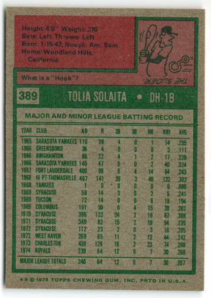 1975 Topps #389 Tony Solaita