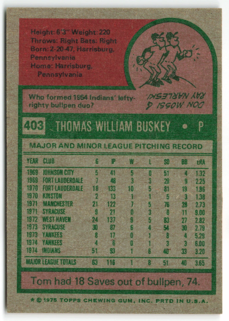 1975 Topps #403 Tom Buskey