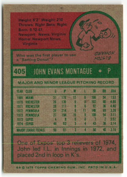 1975 Topps #405 John Montague