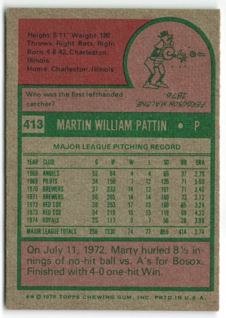 1975 Topps #413 Marty Pattin