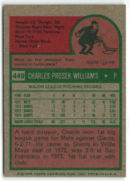 1975 Topps #449 Charlie Williams