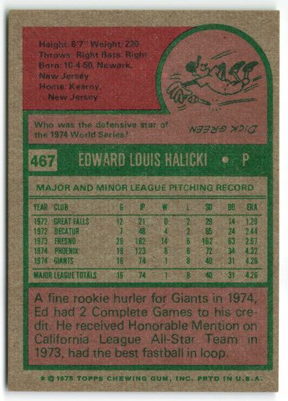 1975 Topps #467 Ed Halicki