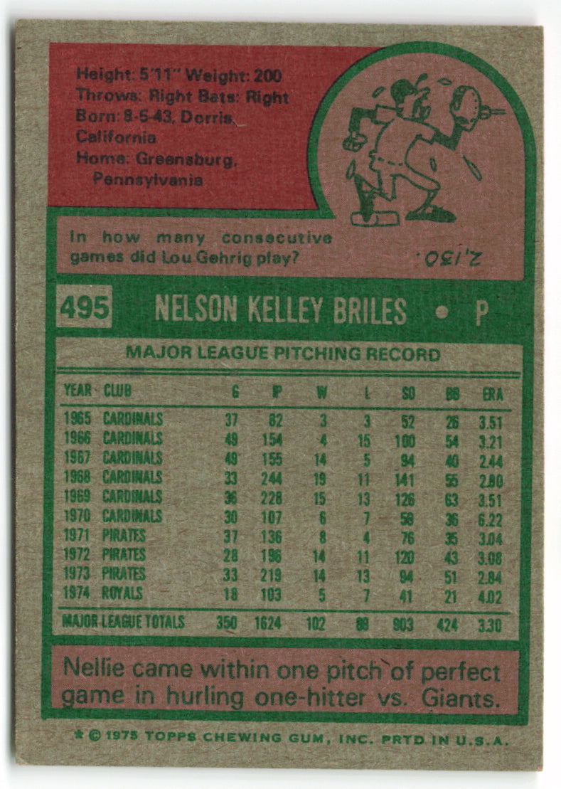 1975 Topps #495 Nelson Briles