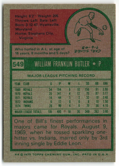 1975 Topps #549 Bill Butler