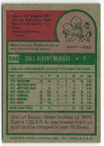 1975 Topps #568 Dale Murray