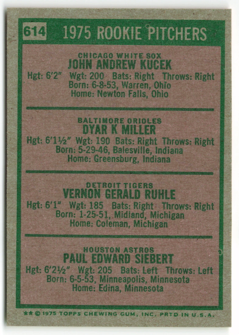 1975 Topps #614 Rookie Pitchers