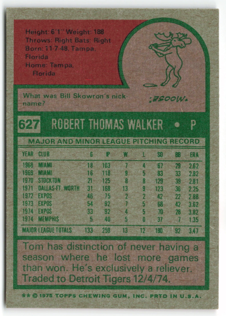 1975 Topps #627 Tom Walker