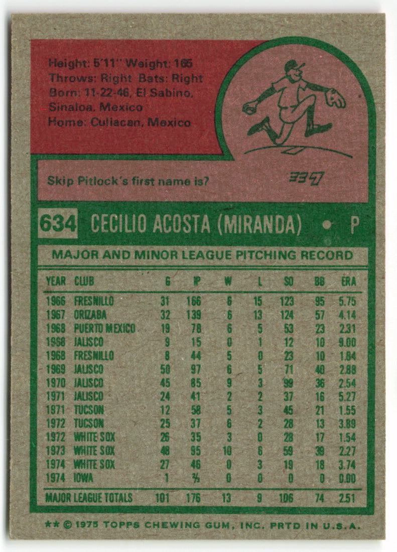 1975 Topps #634 Cy Acosta