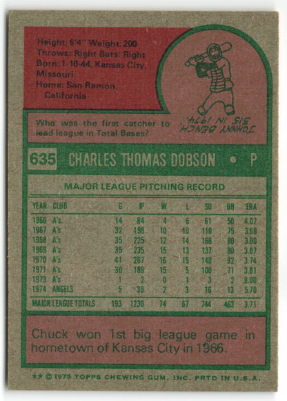 1975 Topps #635 Chuck Dobson