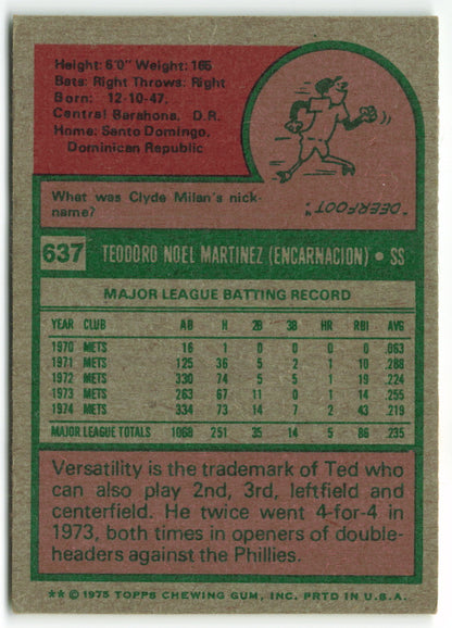 1975 Topps #637 Ted Martinez