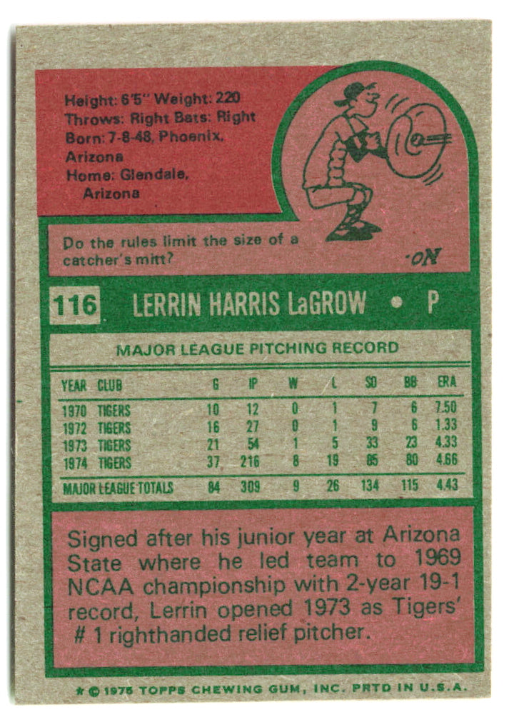 1975 Topps Mini #116 Lerrin LaGrow