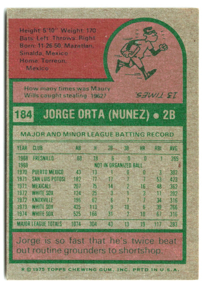 1975 Topps Mini #184 Jorge Orta