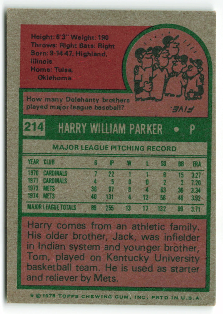 1975 Topps Mini #214 Harry Parker