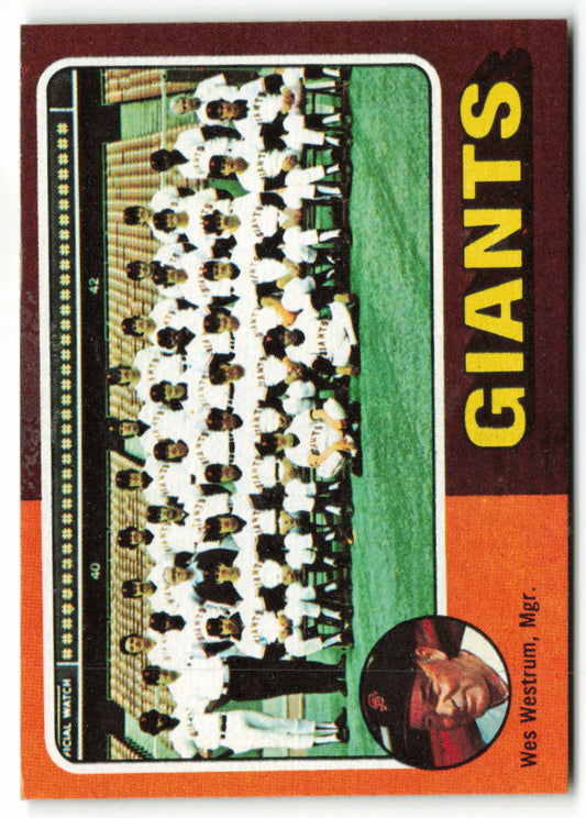 1975 Topps Mini #216 S.F. Giants Team Card/W.Westrum