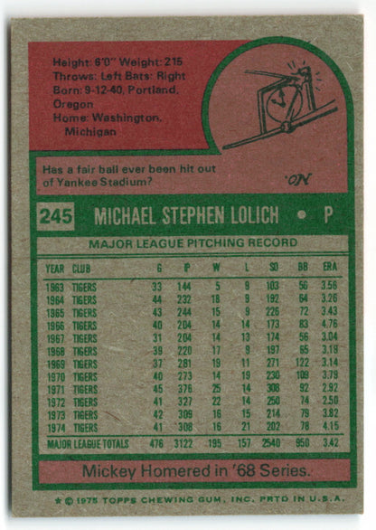 1975 Topps Mini #245 Mickey Lolich