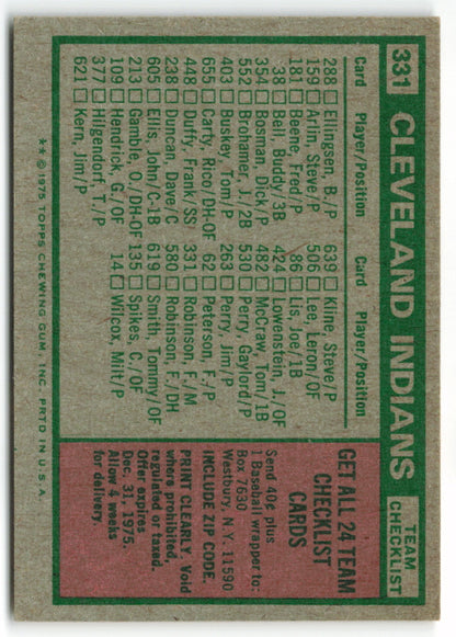 1975 Topps Mini #331 Cleveland Indians Team Card/Frank Robinson