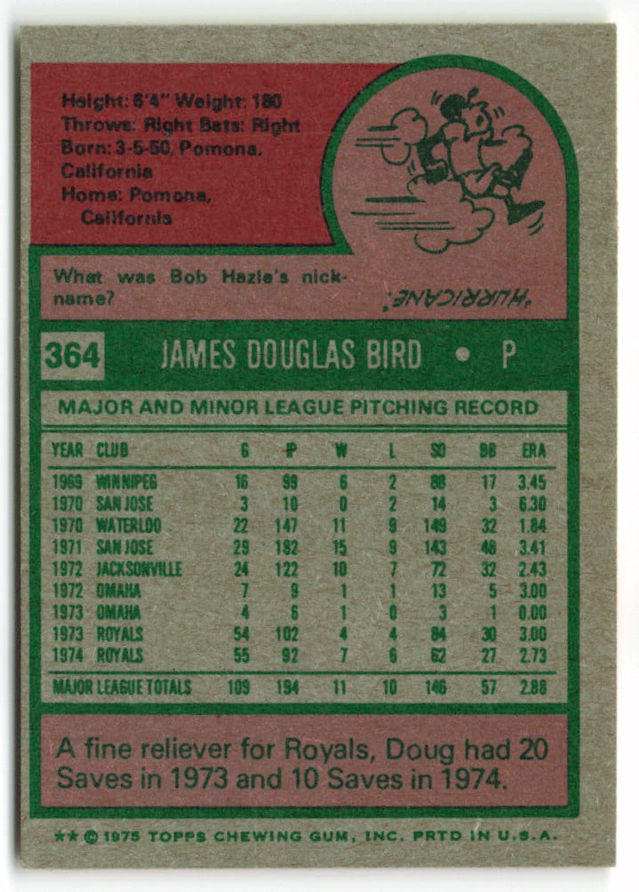 1975 Topps Mini #364 Doug Bird