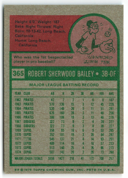 1975 Topps Mini #365 Bob Bailey