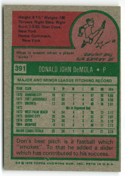 1975 Topps Mini #391 Don DeMola