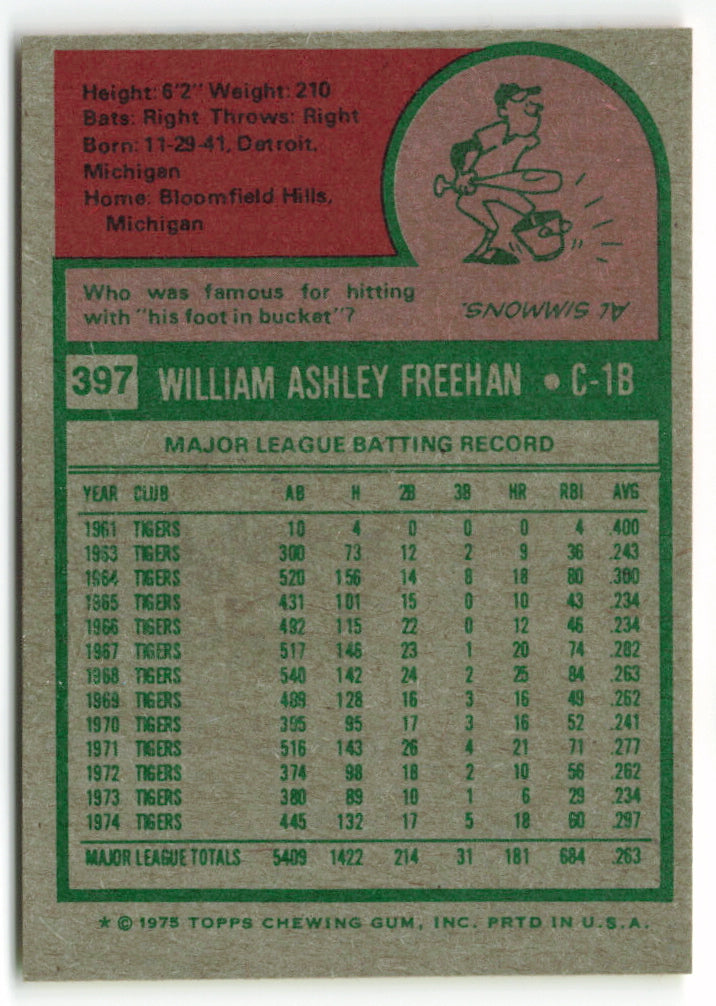 1975 Topps Mini #397 Bill Freehan