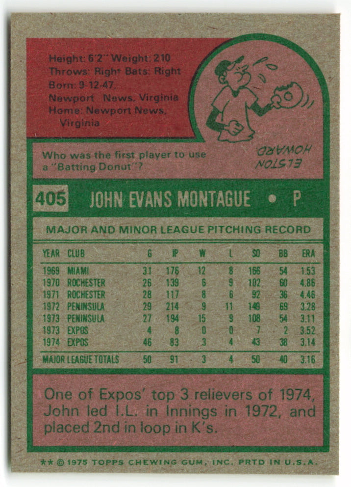 1975 Topps Mini #405 John Montague