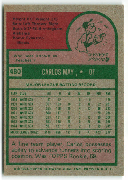 1975 Topps Mini #480 Carlos May