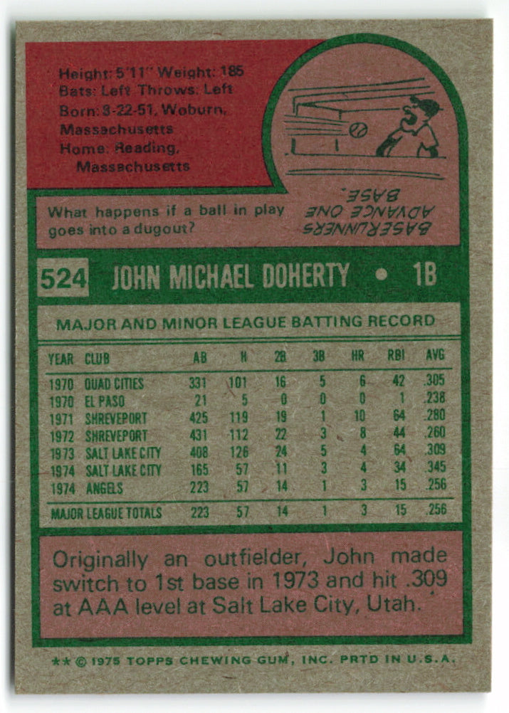 1975 Topps Mini #524 John Doherty