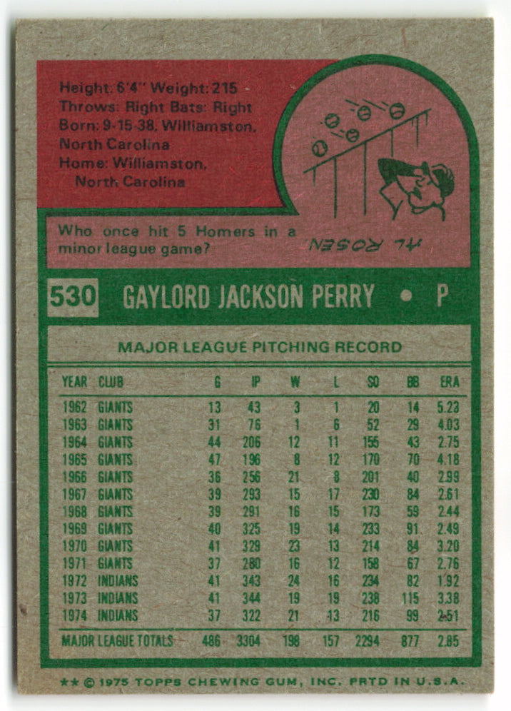 1975 Topps Mini #530 Gaylord Perry