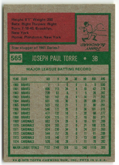 1975 Topps Mini #565 Joe Torre