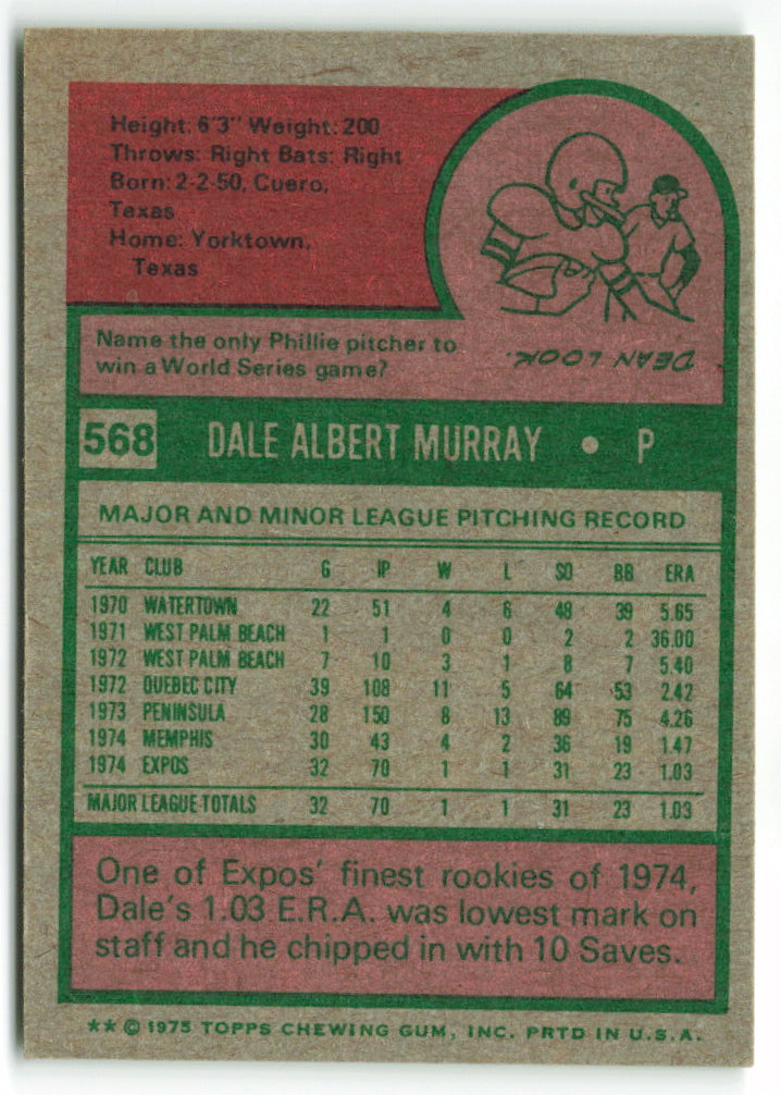 1975 Topps Mini #568 Dale Murray