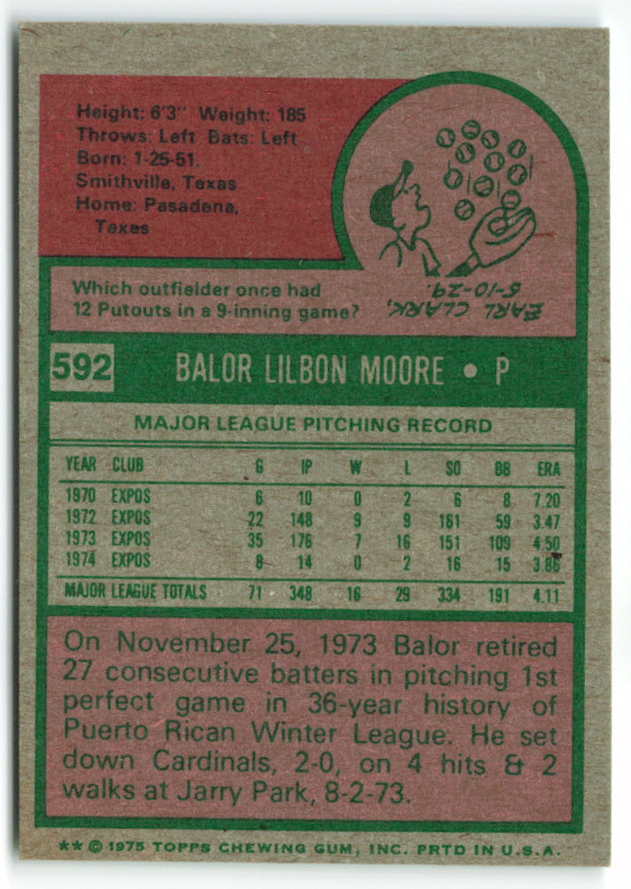 1975 Topps Mini #592 Balor Moore