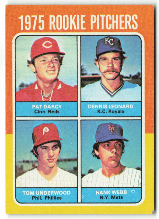 1975 Topps Mini #615 Rookie Pitchers/D.Leonard RC