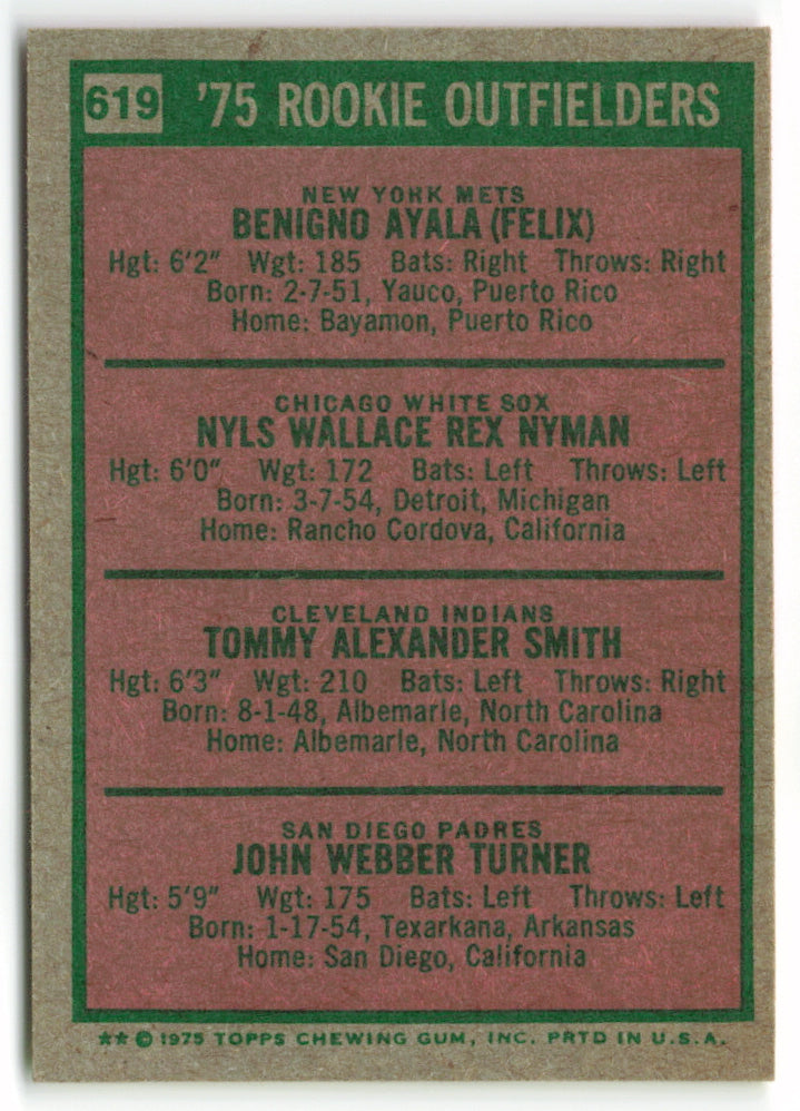 1975 Topps Mini #619 Ayala/Nyman/Turner/ RC