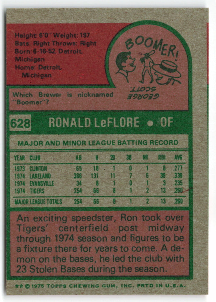 1975 Topps Mini #628 Ron LeFlore RC