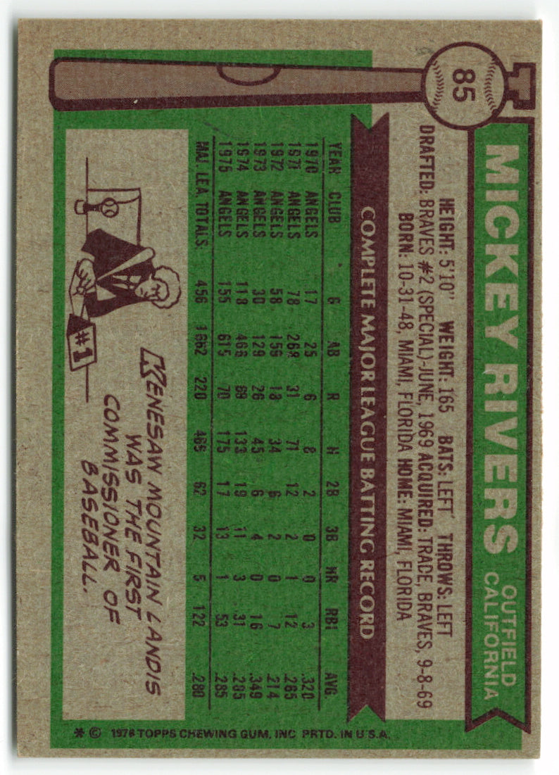 1976 Topps #085 Mickey Rivers