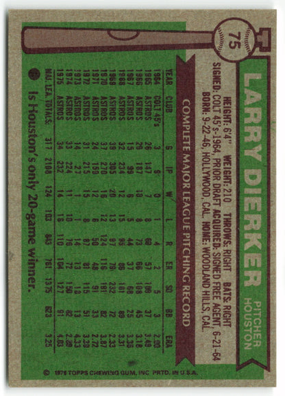 1976 Topps #075 Larry Dierker