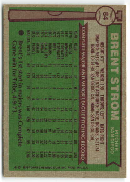 1976 Topps #084 Brent Strom